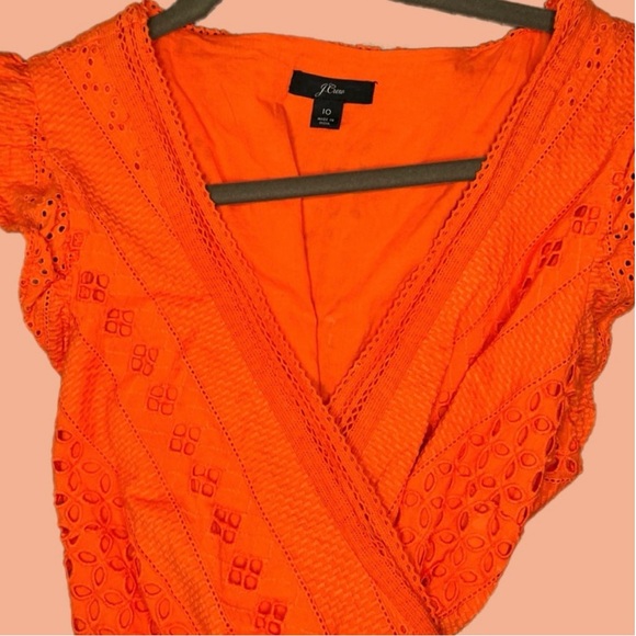 J. Crew All Over Eyelet Wrap Midi Dress - Picture 9 of 9